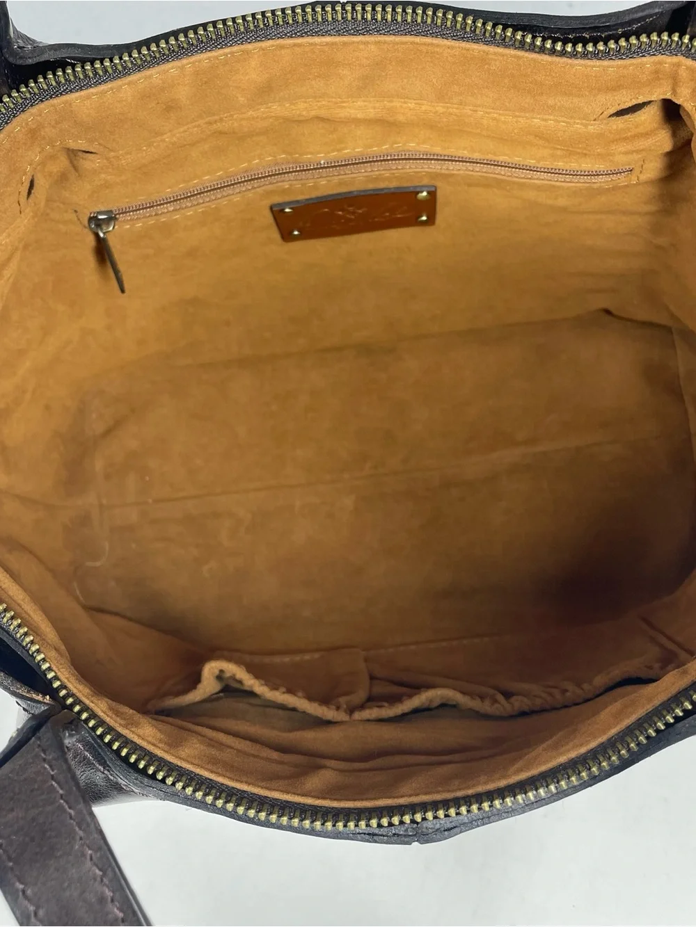 Patricia Nash Argenta Leather Tote Satchel Handbag Purse Bag Brown Crossbody